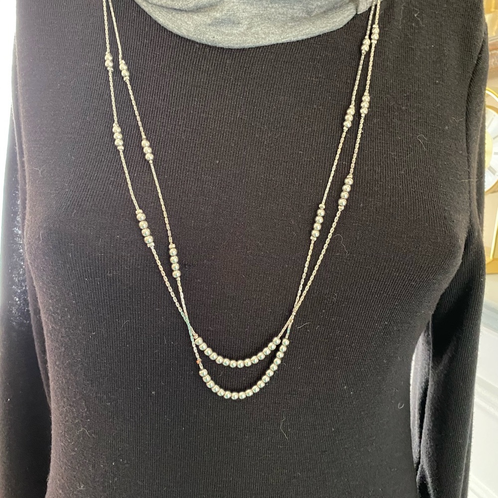Fashion silver bead necklace vintage signed